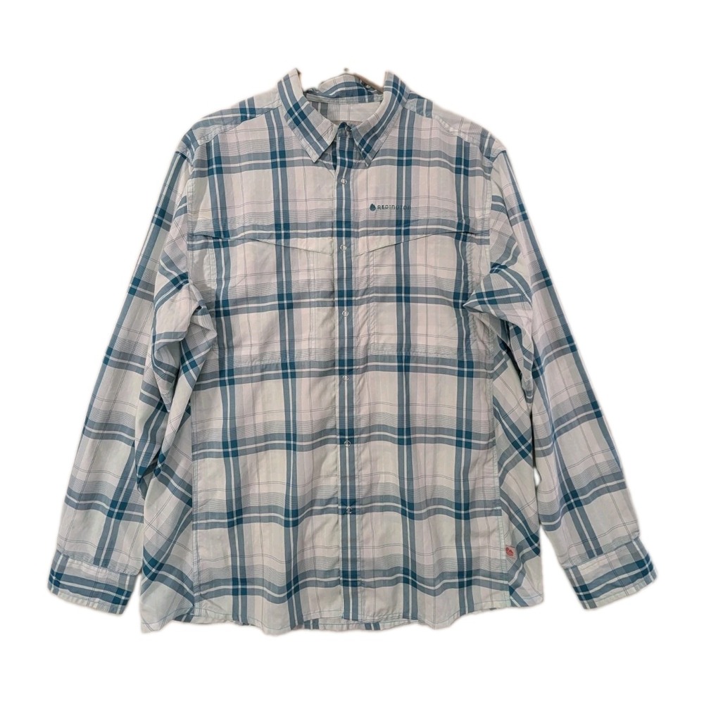 Redington Wayward Guide Fly Fishing Shirt Mens L Green Plaid Lightweight Snap